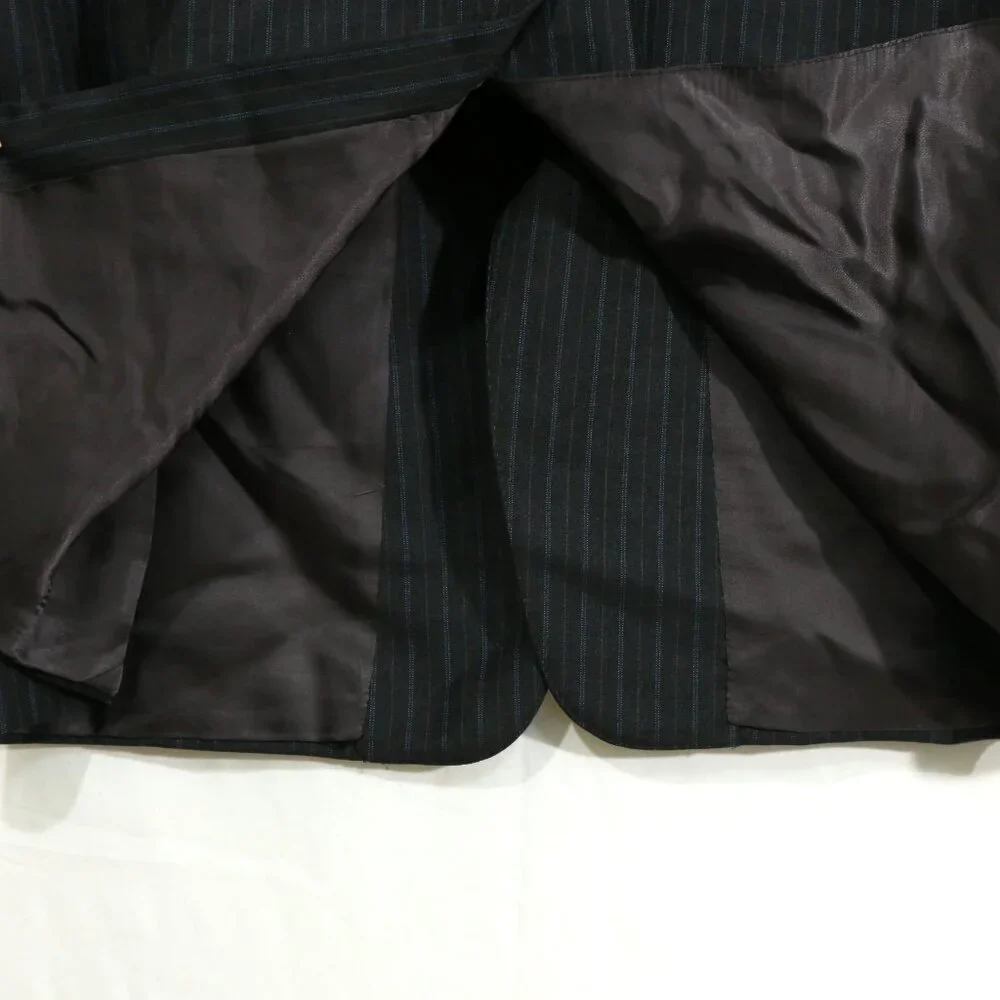 Loro Piana Hickey Freeman 44R Pinstripe Suit LoroTasmanian Navy Gray USA